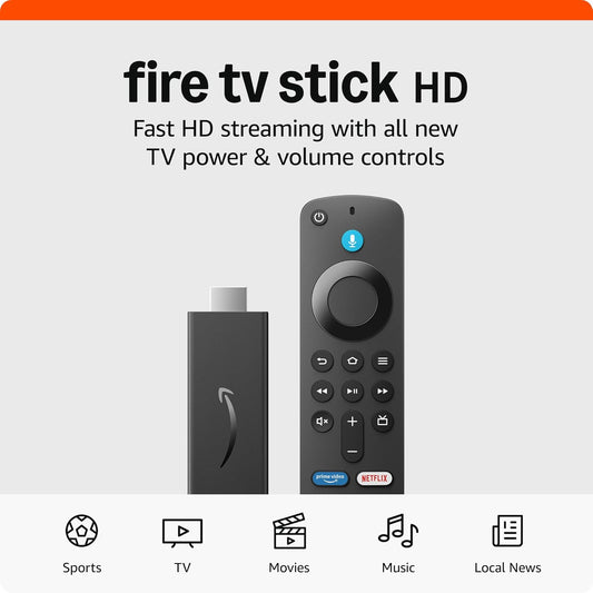 Fire TV Stick HD (Newest Model), Free and Live TV, Alexa Voice Remote, Smart Home Controls, HD Streaming