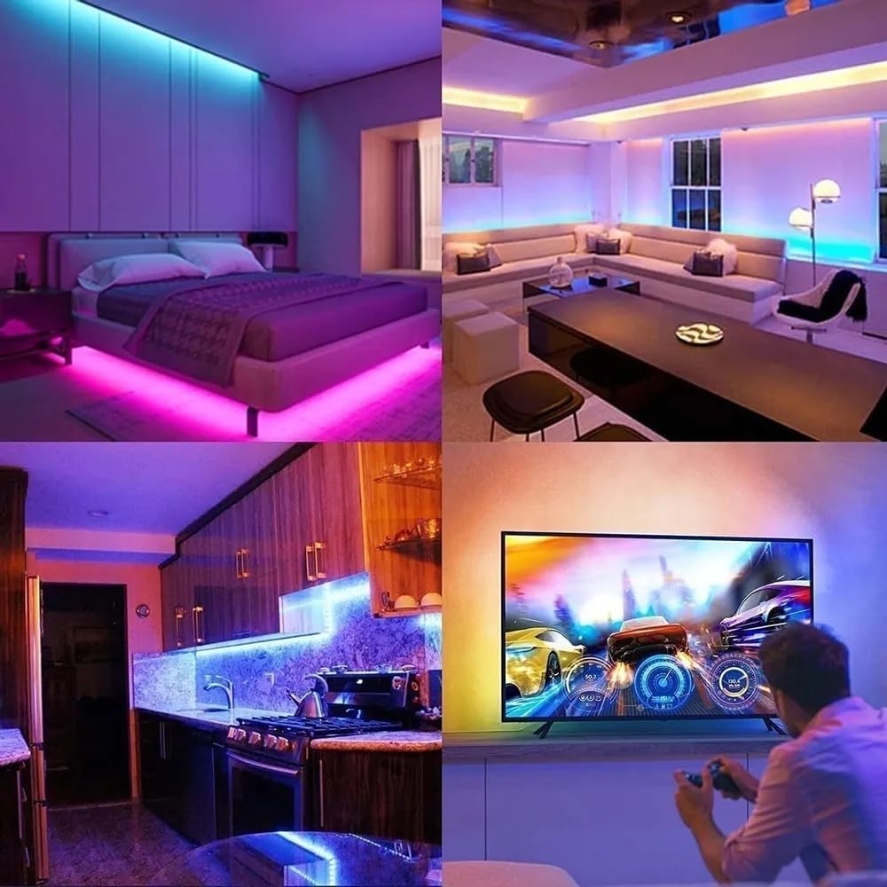 LED Strip Lights 130Ft Lights Strip for Bedroom, Desk, Indoor Room Bedroom Brithday Gifts RGB Decor with Remote and 24V Power Supply