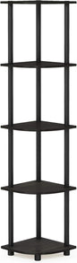 Turn-N-Tube 5 Tier Corner Display Rack Multipurpose Shelving Unit, 1-Pack, Espresso/Black