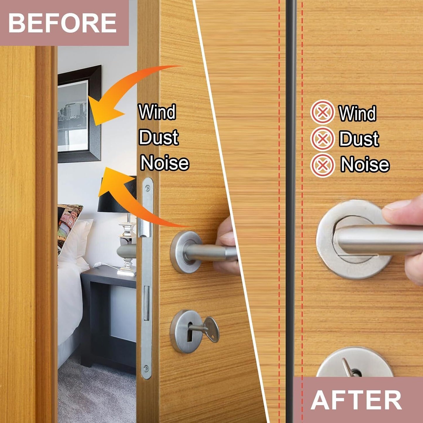 Weather Stripping Door Seal Strip for Door Frame, Self-Adhesive Insulation