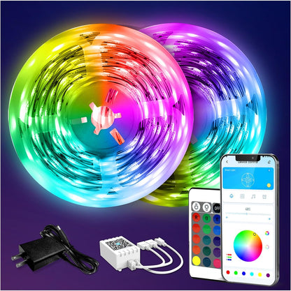 LED Strip Lights 130Ft Lights Strip for Bedroom, Desk, Indoor Room Bedroom Brithday Gifts RGB Decor with Remote and 24V Power Supply