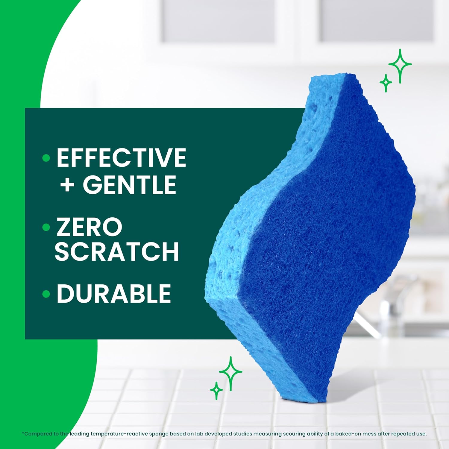 Zero Scratch Scrub Sponge, 6 Kitchen Sponges for Cleaning around the Home, Bathroom & More, Scratch-Free Dish Scrubber, Multi-Surface Safe, Best for Nonstick Pots and Pans