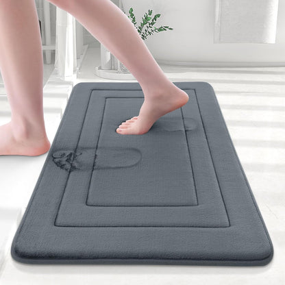 Memory Foam Bathroom Rug Mat 30X20, Ultra Soft and Absorbent Bath Mat, Machine Wash Dry, Comfortable Bath Rug Carpet for Bathroom Floor, Tub and Shower, Dark Grey