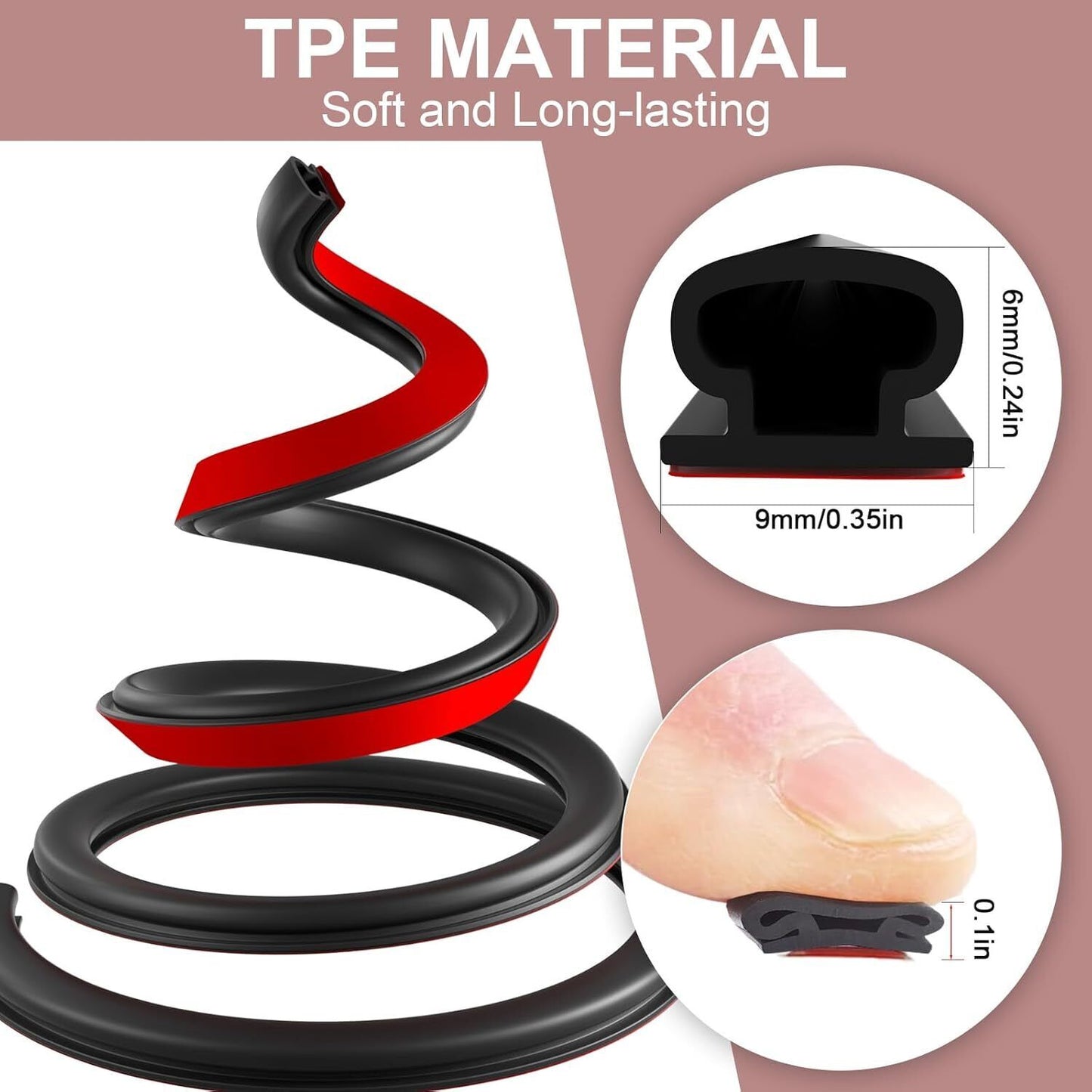 Weather Stripping Door Seal Strip for Door Frame, Self-Adhesive Insulation