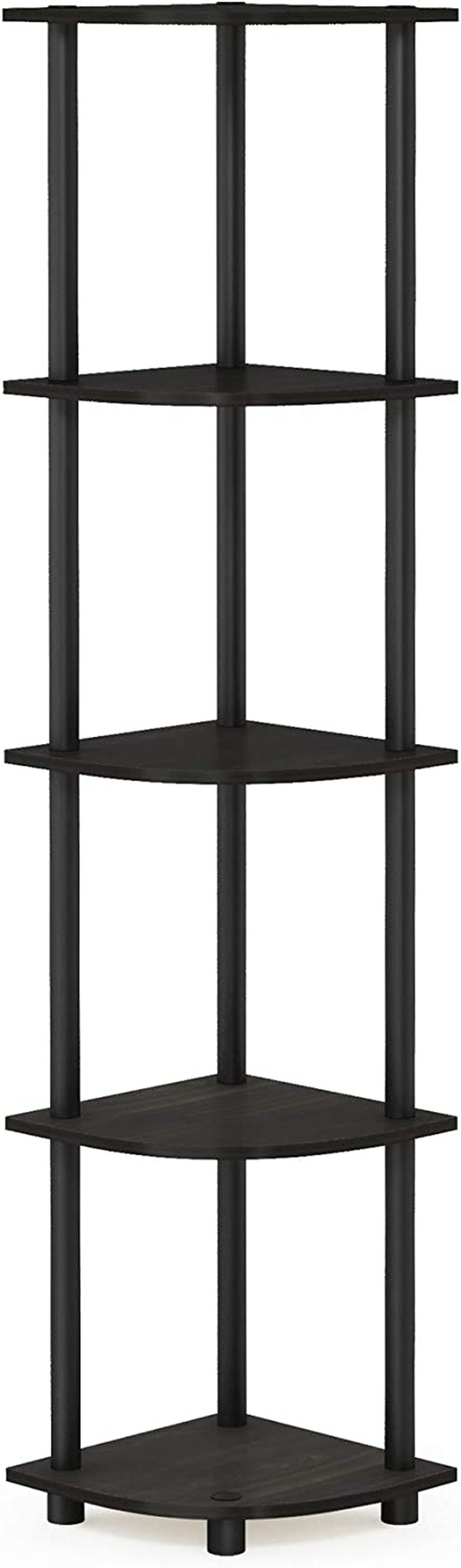 Turn-N-Tube 5 Tier Corner Display Rack Multipurpose Shelving Unit, 1-Pack, Espresso/Black